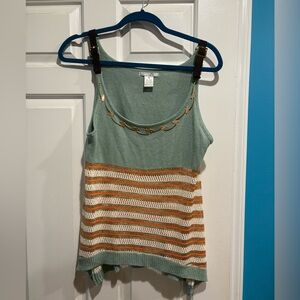 Alberto Makali knit tank top beaded buckle straps sz M